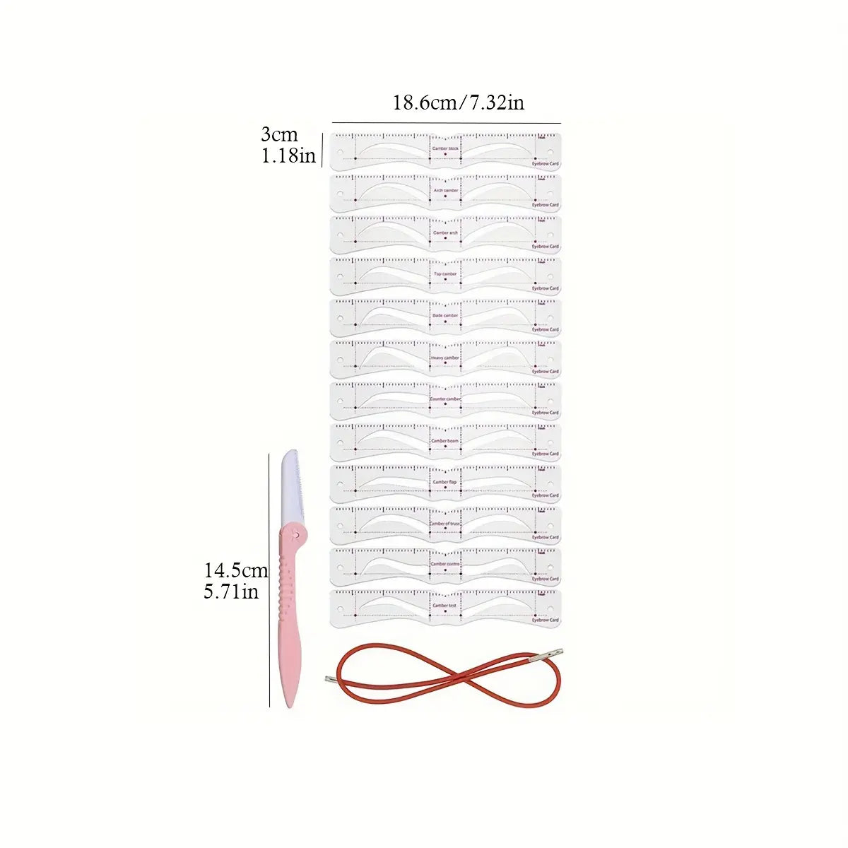 Eyebrow stencil kit dimensions