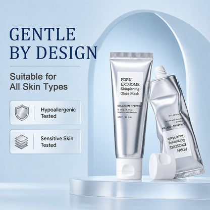 🔥 Instant Glass Skin! PDRN Exosome Peel-Off Glaze Mask with Silicone Brush 💎