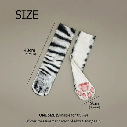 Realistic Cat Paw Socks – Cute Fur Print & Pink Paw Pad Design 🐾