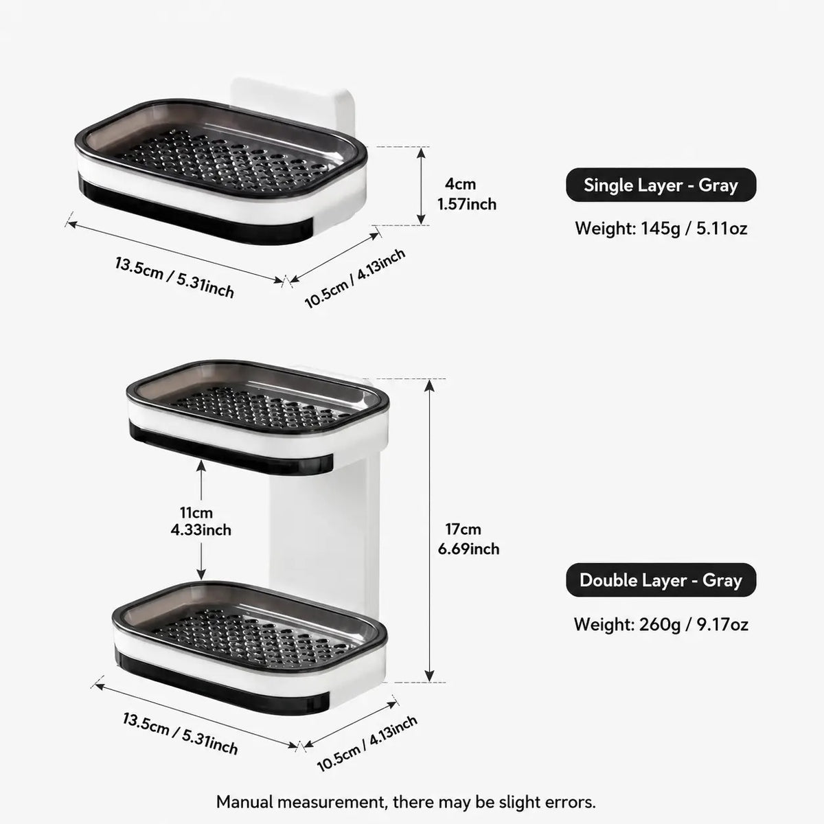 ✨ Wall-Mounted Soap Dish with Drain Tray – No-Drill Bathroom & Kitchen Organizer