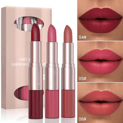 2-in-1 Matte Lipstick & Lip Gloss Set | 3-Piece Lip Duo