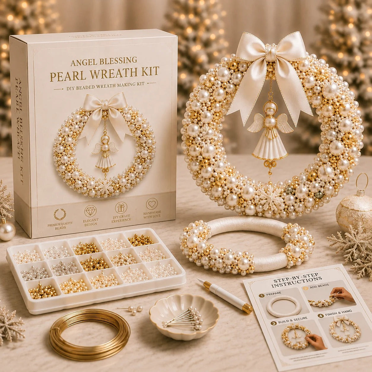 DIY Christmas Pearl Wreath Kit – Create Your Own Beautiful Holiday Decor