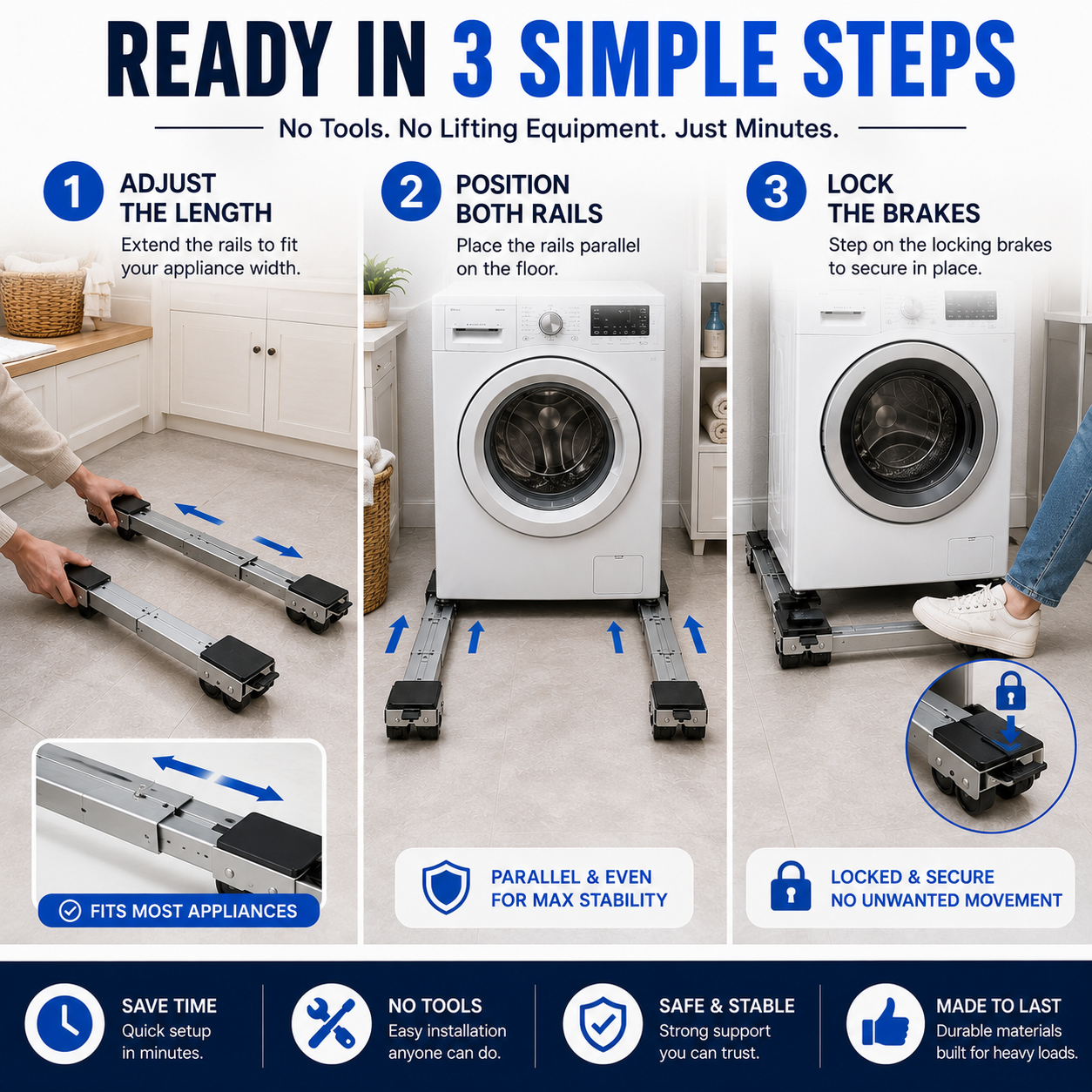 ↔️Adjustable Appliance Moving Dolly 2-Pack | 600 lb Capacity