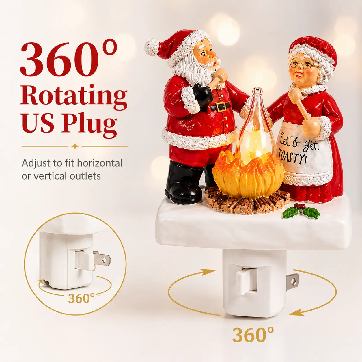 360 degree rotating US plug Christmas night light