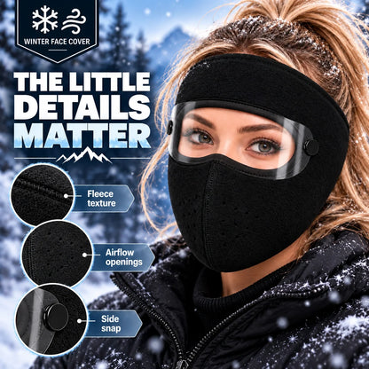 Winter Thermal Fleece Face Mask 2 Pack – Windproof Full Face Cover with Detachable Goggles