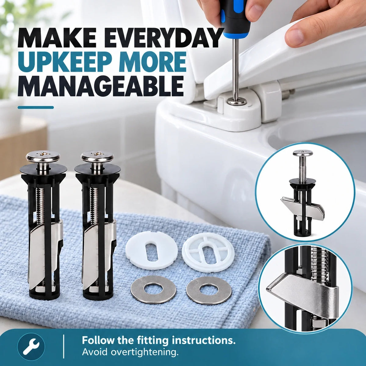 ⚙️Toilet Seat Fixing Kit – Replacement Bolts for a More Secure Seat