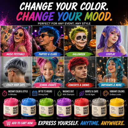 🌈Instant Hair Color Wax | Washable Temporary Styling Clay🔥