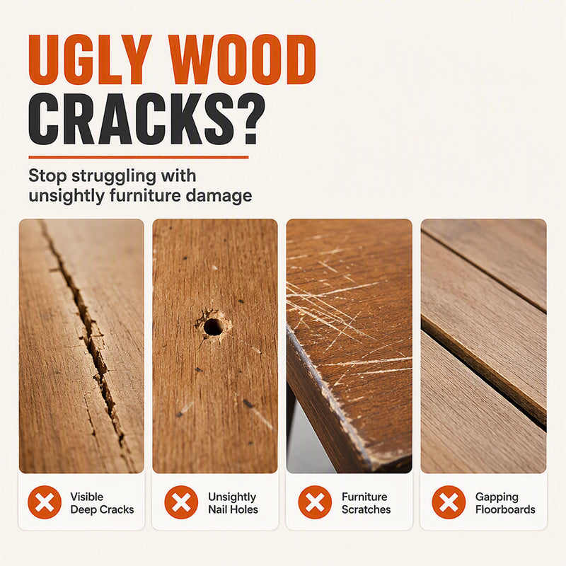🔥 Fix Scratches & Holes in Seconds! Heavy-Duty Wood Filler Paste with Scraper Tool 🛠️🪵
