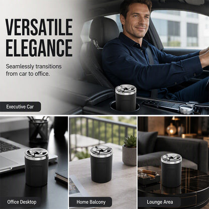 🌀 Rotating Lid Car Ashtray 🖤 Stylish Car Interior Ashtray