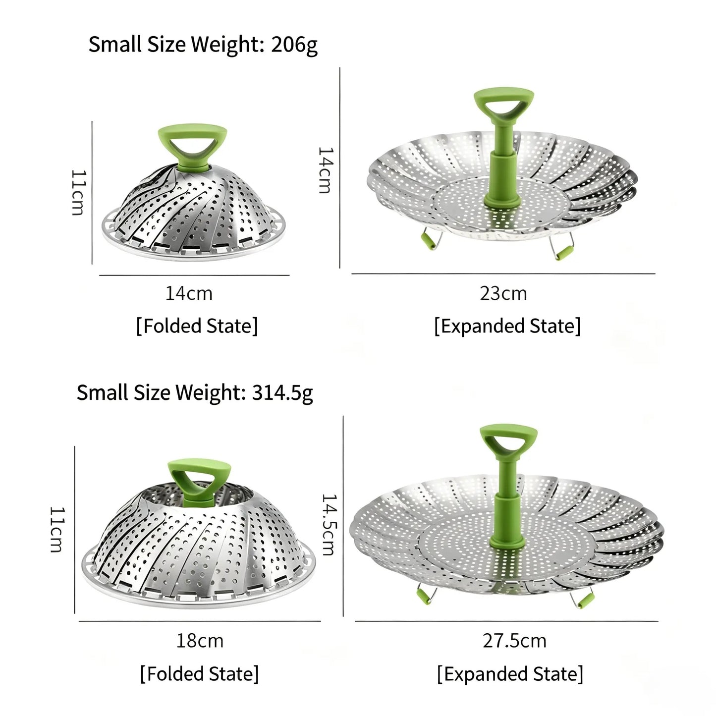 🥦 Collapsible Stainless Steel Steamer Basket – Expandable Food Steamer Insert for Vegetables, Seafood, Eggs & Dumplings
