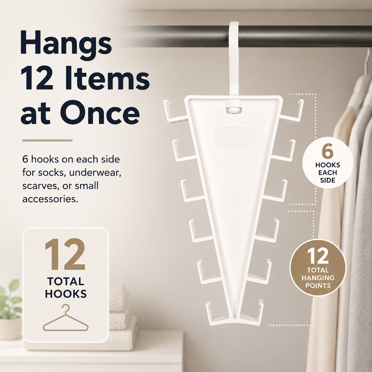 👕V-Shape Double-Sided 12-Slot Closet Organizer