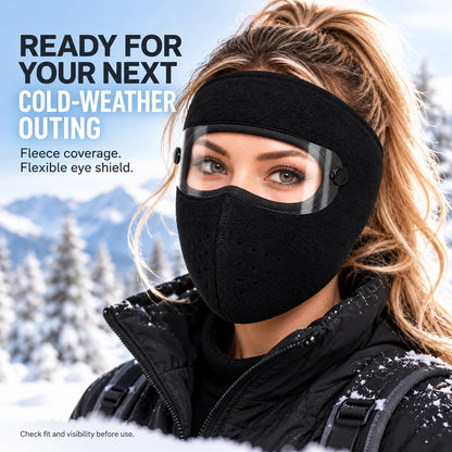 Winter Thermal Fleece Face Mask 2 Pack – Windproof Full Face Cover with Detachable Goggles