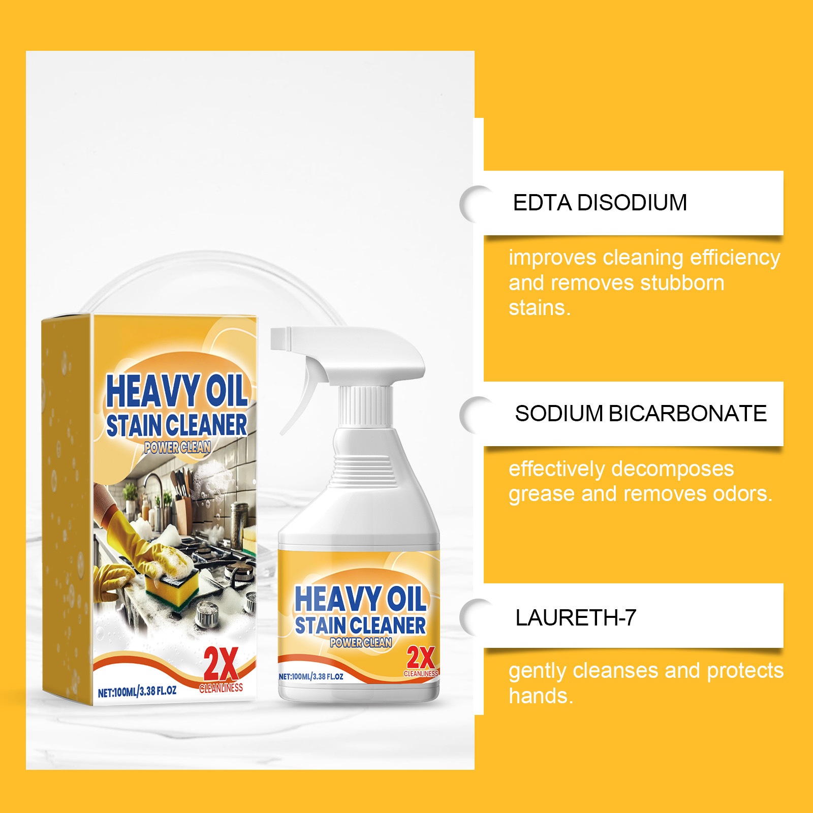 Heavy Duty Degreaser Cleaner Spray for Kitchen, Household, Oven, Stove, Range Hood,Household kitchen cleaners