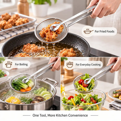 🔥2-in-1 Oil-Frying Filter Clip- Stainless Steel Frying & Draining Tool