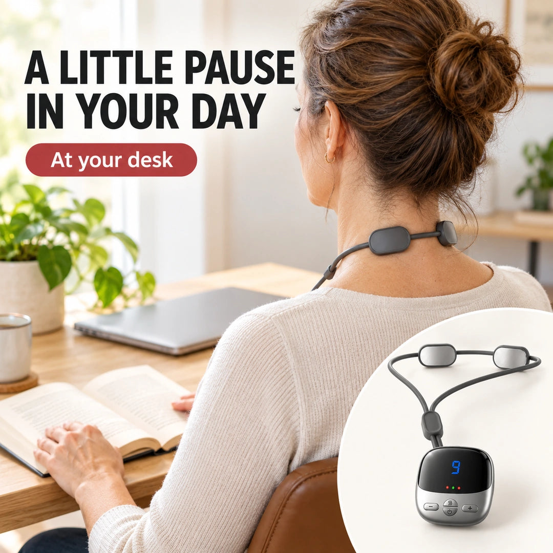 ✨ Wearable Pendant Neck Massager with Heat & Adjustable Pulse Settings
