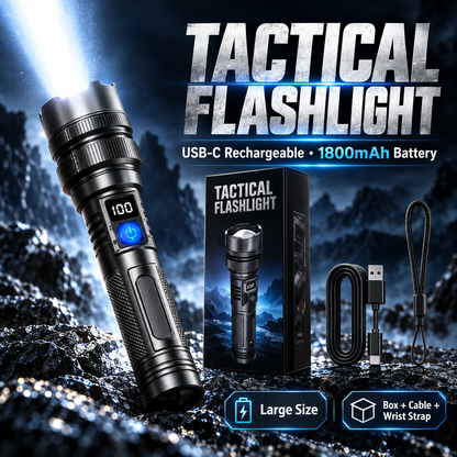 🔦 High-Power Rechargeable Zoom Flashlight – 2000LM, Power Bank & Digital Battery Display