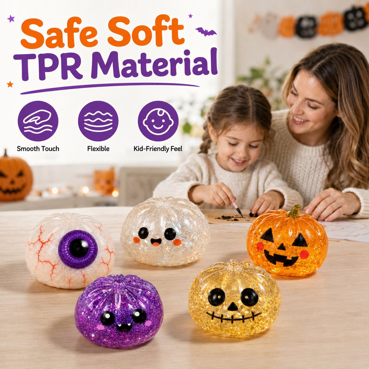 🎃 SpookySquish Halloween Glitter Fidget Toys – 5 Collectible Styles