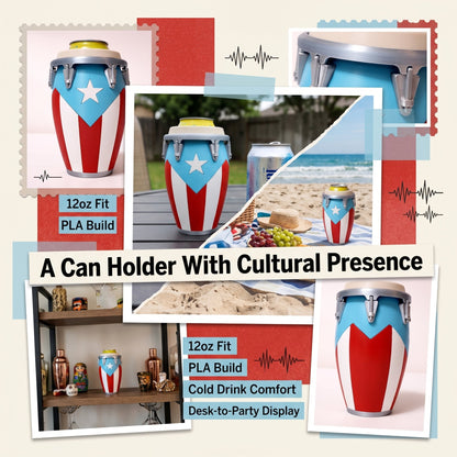 🪘 Conga-Style Can Holder – Celebrate Caribbean Pride, One Sip at a Time