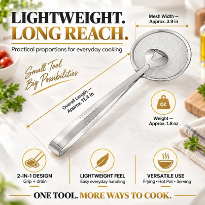 🔥2-in-1 Oil-Frying Filter Clip- Stainless Steel Frying & Draining Tool