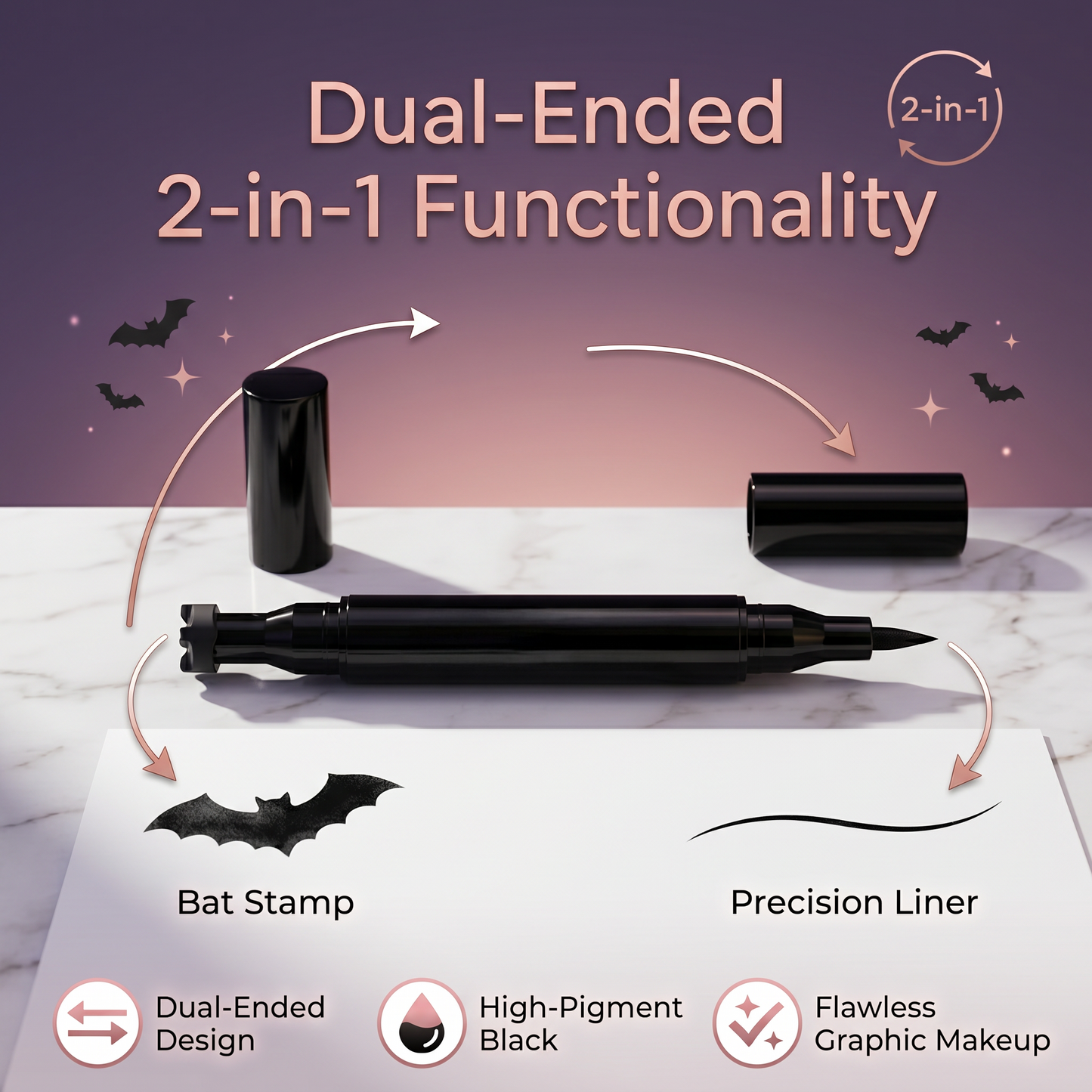 2-in-1 Bat Design Stamp & Precision Liner Pen