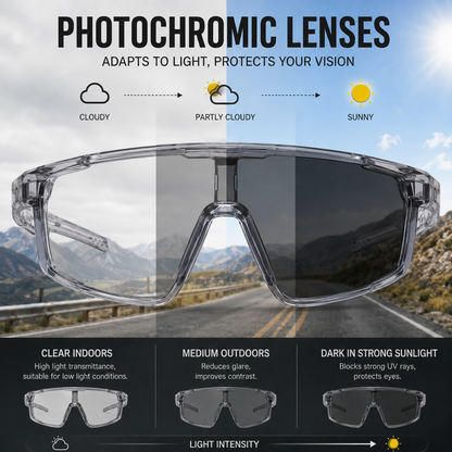 🕶️ UV400 Photochromic Polarized Safety Glasses ☀️ Anti-Glare Protection