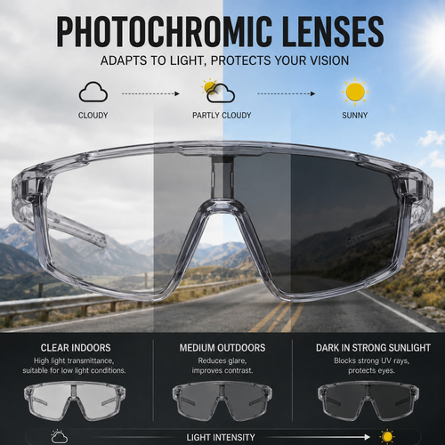 🕶️ UV400 Photochromic Polarized Safety Glasses ☀️ Anti-Glare Protection