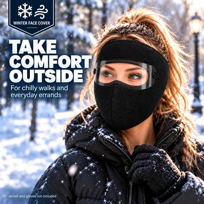Winter Thermal Fleece Face Mask 2 Pack – Windproof Full Face Cover with Detachable Goggles