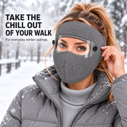 Winter Thermal Fleece Face Mask 2 Pack – Windproof Full Face Cover with Detachable Goggles