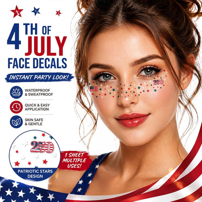 America 250 Face Tattoos🎆  — ⭐ 8 Designs⭐ Patriotic 4th of July Temporary Tattoos🦅🎉