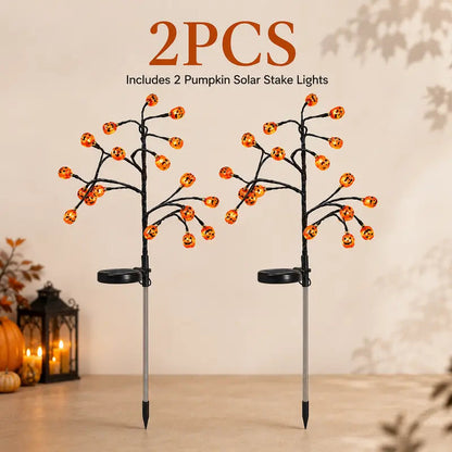 🎃4PCS Solar Pumpkin Stake Lights - Outdoor Halloween Decor | Warm Glow