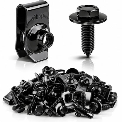 🛠️🚀50pcs 1/4" Hex Bumper Bolts & U-Nut Clips Fastener Kit - Anti-Rust✨