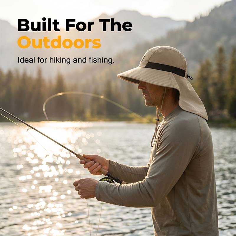 🌞Outdoor Sun Hat with Neck Flap | Breathable Wide Brim Fishing Cap✨