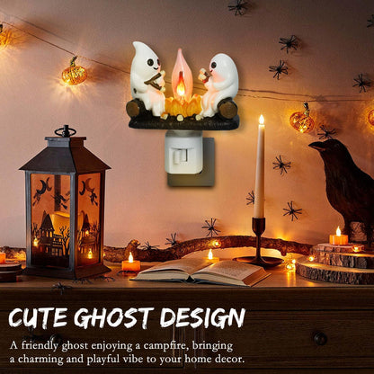 🔥Cute Ghosts Campfire Nightlight👻 - Flickering Halloween & Holiday Decor✨