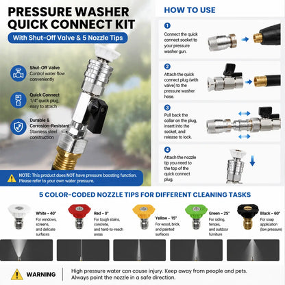 🛡️Stainless Steel 3/4" to 1/4" Quick Connect Hose Adapter with Shut-Off Valve💧