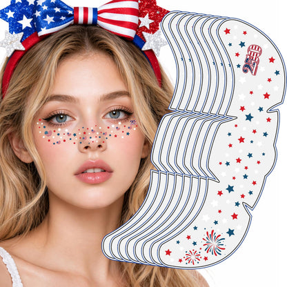 America 250 Face Tattoos🎆  — ⭐ 8 Designs⭐ Patriotic 4th of July Temporary Tattoos🦅🎉