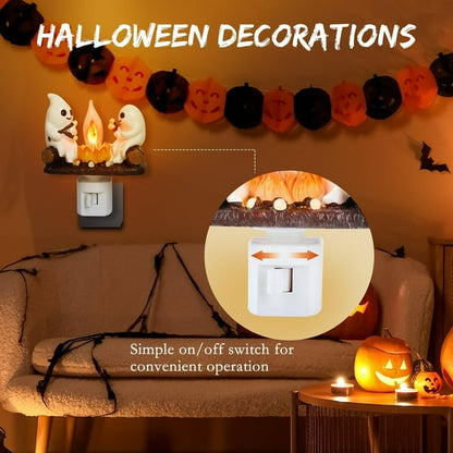 🔥Cute Ghosts Campfire Nightlight👻 - Flickering Halloween & Holiday Decor✨