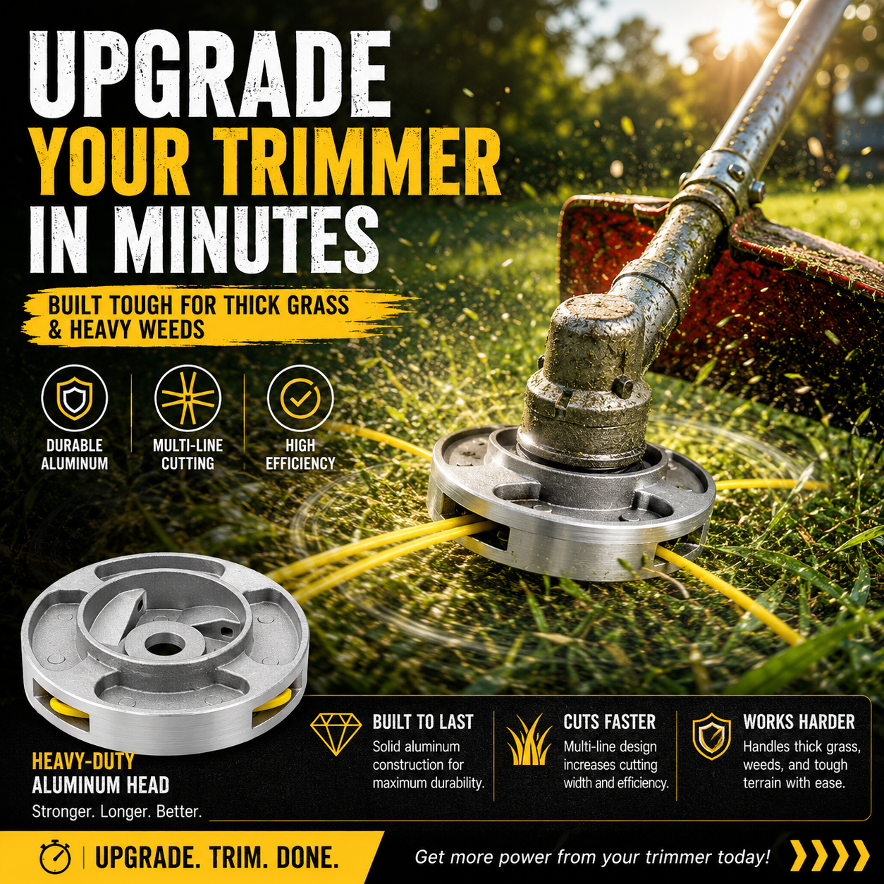 🌿Universal Solid Aluminum Trimmer Head - Heavy Duty Weed Eater Replacement