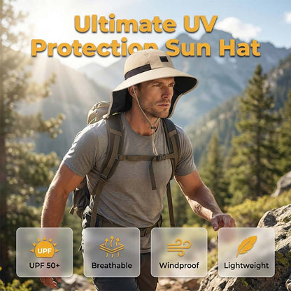 🌞Outdoor Sun Hat with Neck Flap | Breathable Wide Brim Fishing Cap✨