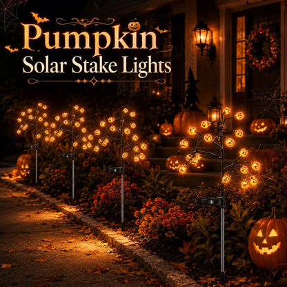 🎃4PCS Solar Pumpkin Stake Lights - Outdoor Halloween Decor | Warm Glow