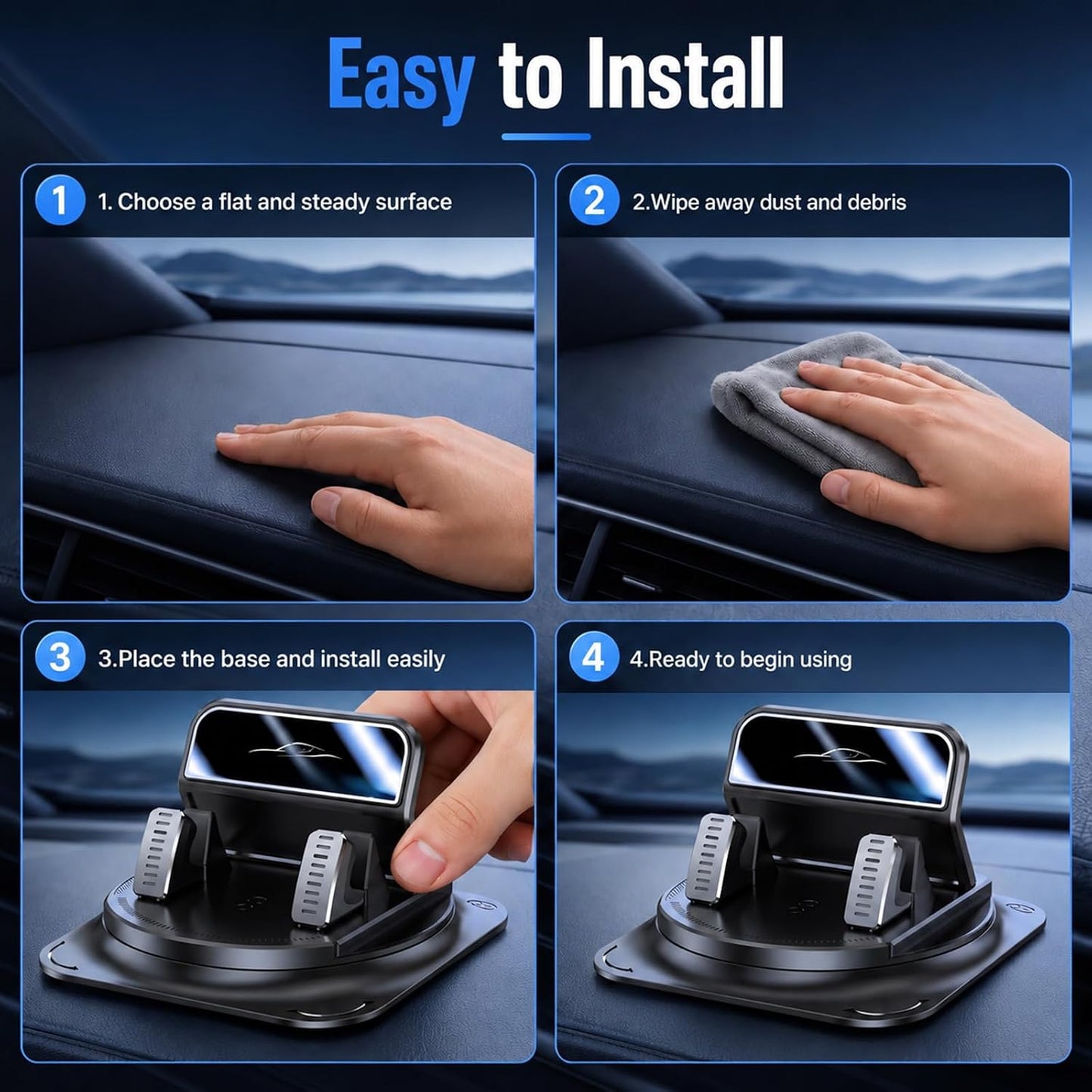 🚗360° Universal Car Phone Mount - Anti-Slip & Zero Glue Residue