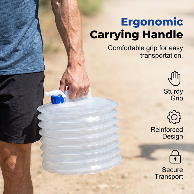 💧Collapsible Camping Water Container with Spigot | Leakproof Space-Saving Jug💡