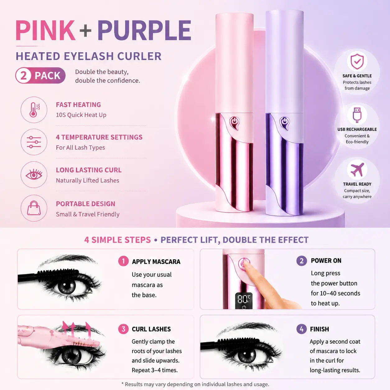 🌡️Smart Heated Eyelash Curler with LED Display | 24H Lash Lift