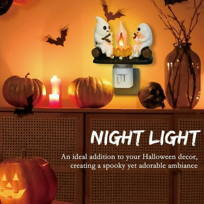 🔥Cute Ghosts Campfire Nightlight👻 - Flickering Halloween & Holiday Decor✨