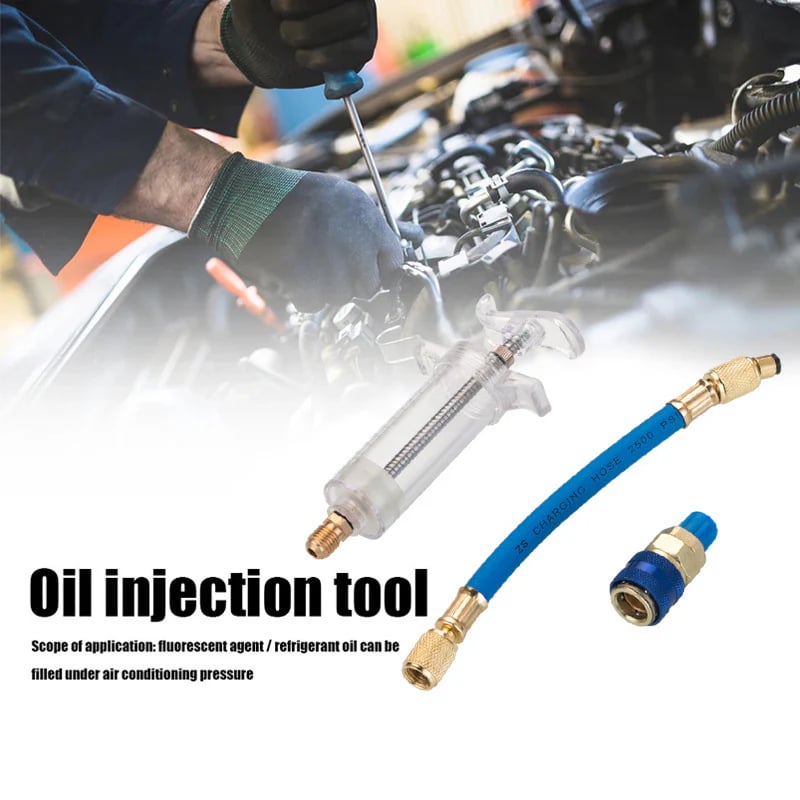 🚀A/C Oil & UV Dye Injector Tool Kit with 1/4" SAE & 13mm Quick Coupler | 1 oz (30ml)⚡