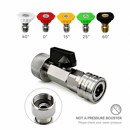 🛡️Stainless Steel 3/4" to 1/4" Quick Connect Hose Adapter with Shut-Off Valve💧