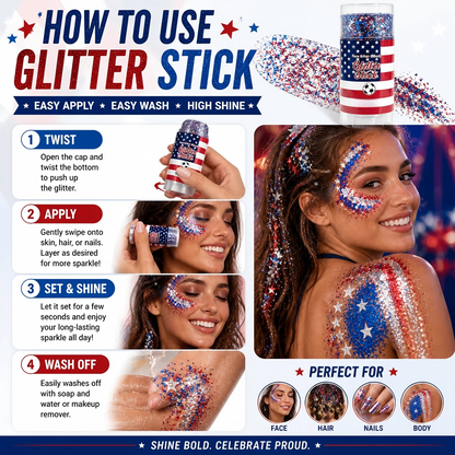 🦅4th of July Glitter Stick✨🔔Red, White & Blue Body & Hair Sparkle🔔