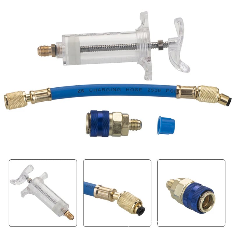 🚀A/C Oil & UV Dye Injector Tool Kit with 1/4" SAE & 13mm Quick Coupler | 1 oz (30ml)⚡