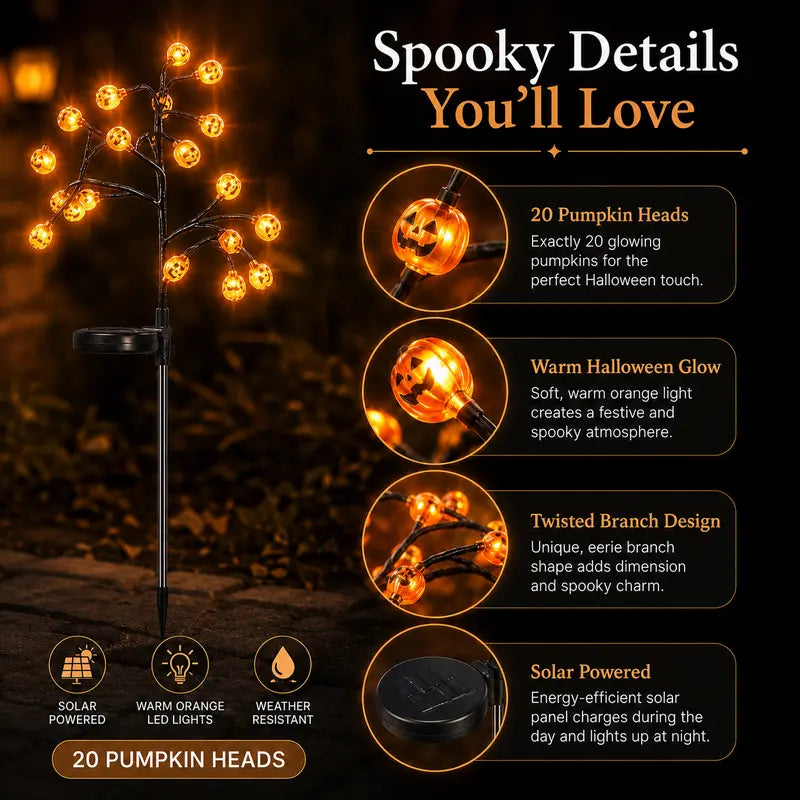 🎃4PCS Solar Pumpkin Stake Lights - Outdoor Halloween Decor | Warm Glow