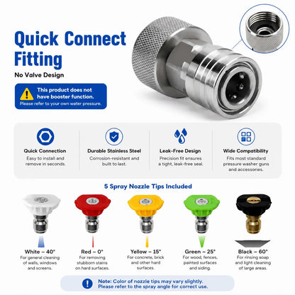 🛡️Stainless Steel 3/4" to 1/4" Quick Connect Hose Adapter with Shut-Off Valve💧