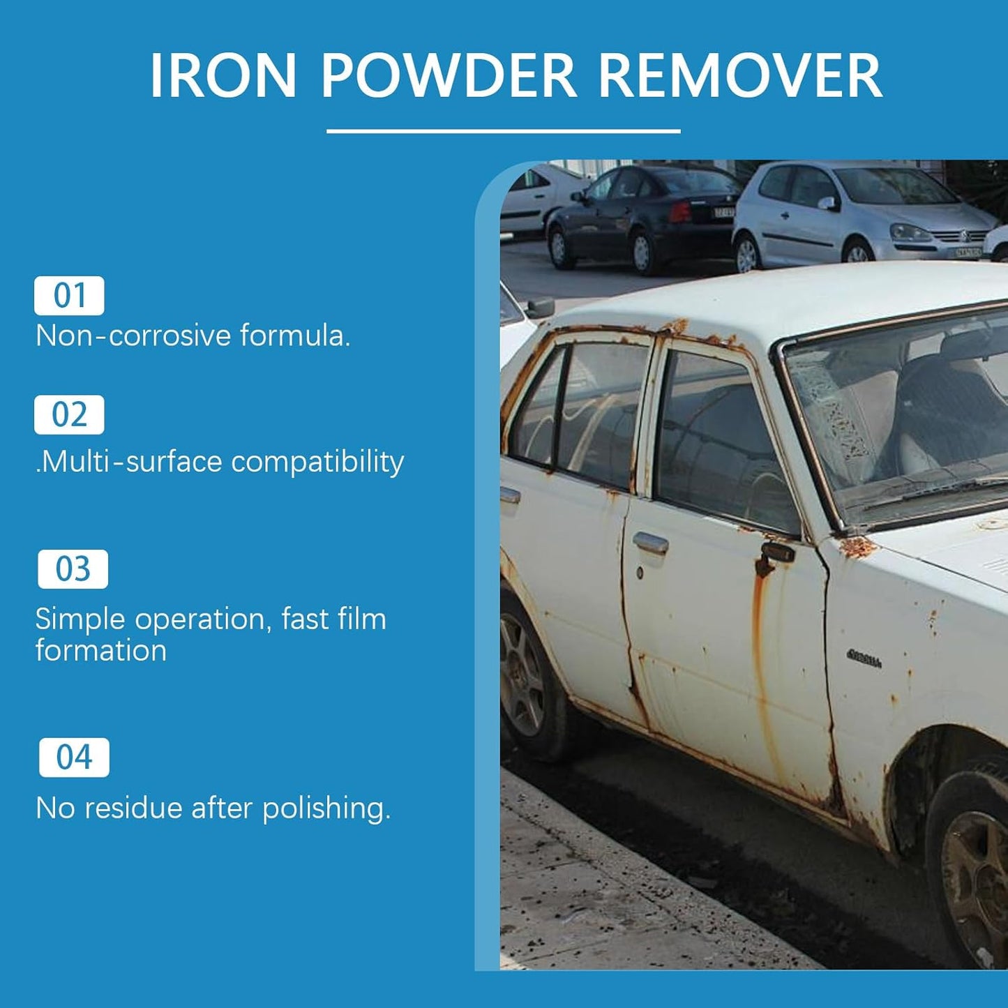🔥Instant Automotive Rust Remover Spray (100ml) | Paint-Safe Iron Powder Cleaner for Wheels & Rims